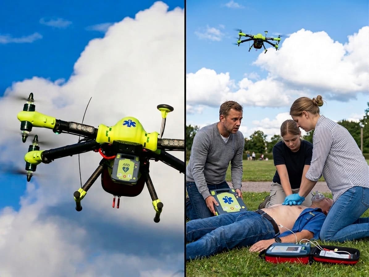 Drone First Responder delivering an AED to a medical emergency